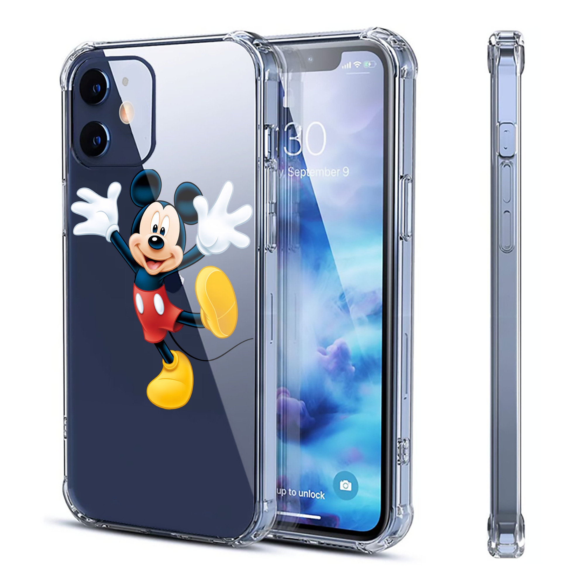 （画像用） ミッキーマウス Mickey Mouse 【iPhone 12シリーズ対応】透明スマホケース（クリアソフトケース）